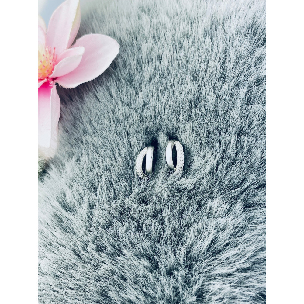 Halbkreis 925 Silber Ohrringe mit Zirkonia Damen