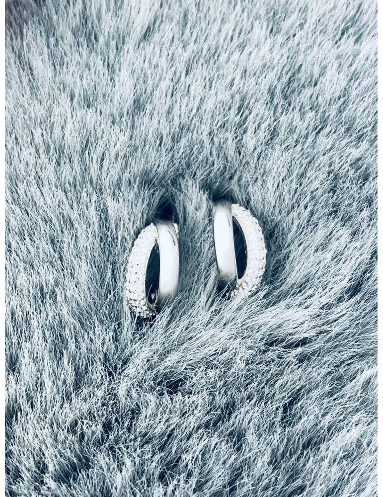 Halbkreis 925 Silber Ohrringe mit Zirkonia Damen