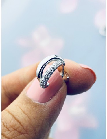 Halbkreis 925 Silber Ohrringe mit Zirkonia Damen