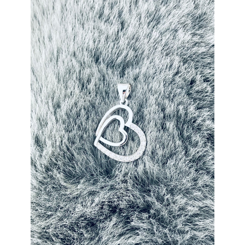 925 Silber Damen Medaillon Anhänger Herz mit Zirkonia