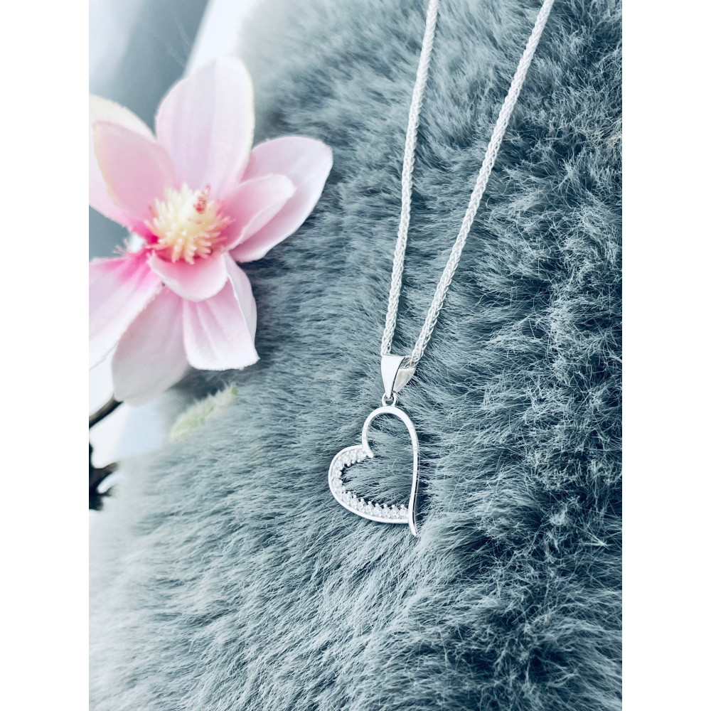 925 Silber Damen Medaillon Anhänger Herz mit Zirkonia