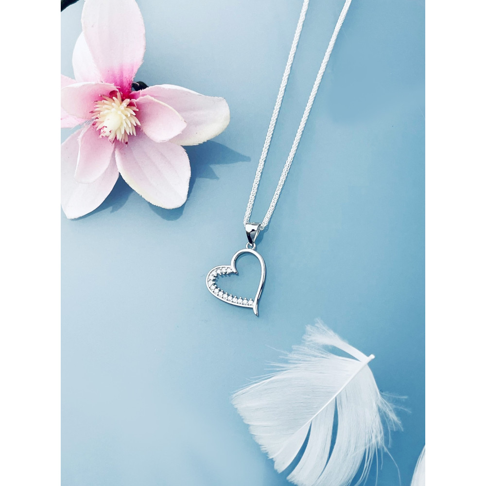 925 Silber Damen Medaillon Anhänger Herz mit Zirkonia