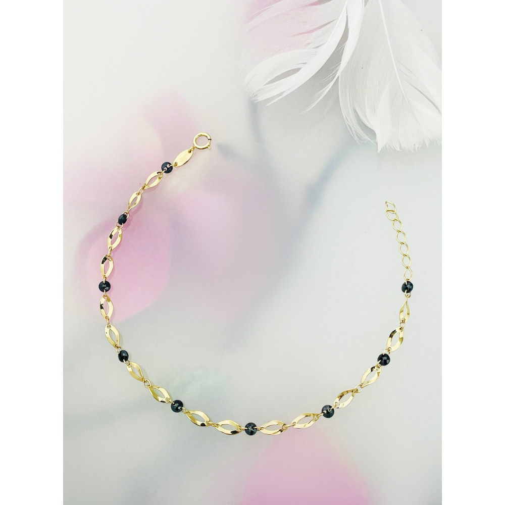 Damen Goldarmband Armband Armkette Gelbgold mit Onyx
