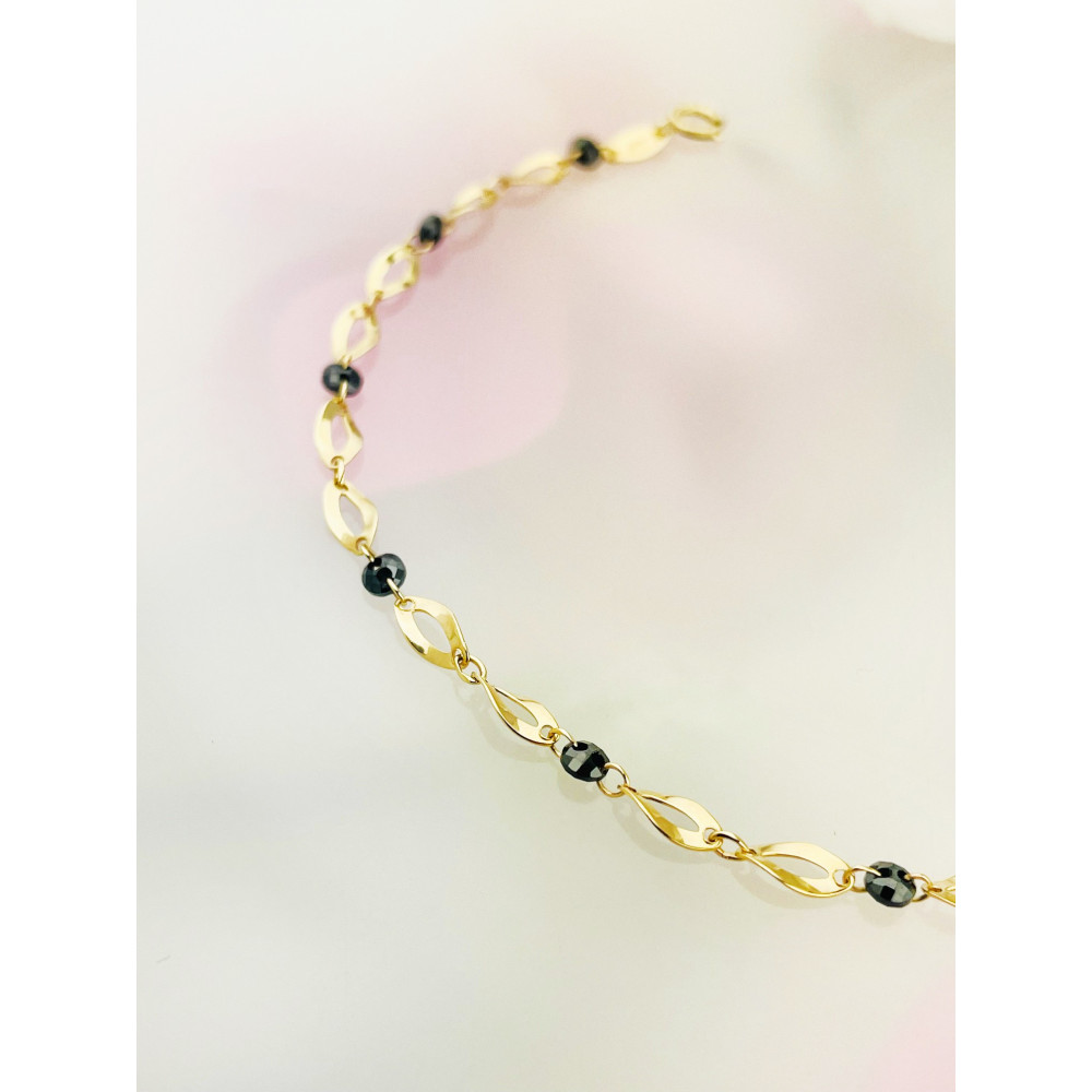 Damen Goldarmband Armband Armkette Gelbgold mit Onyx