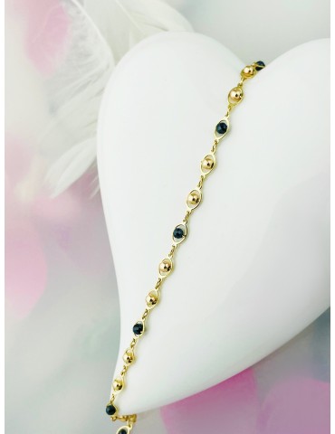 Damen Goldarmband Armband Armkette Gelbgold mit Onyx