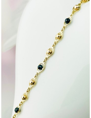 Damen Goldarmband Armband Armkette Gelbgold mit Onyx