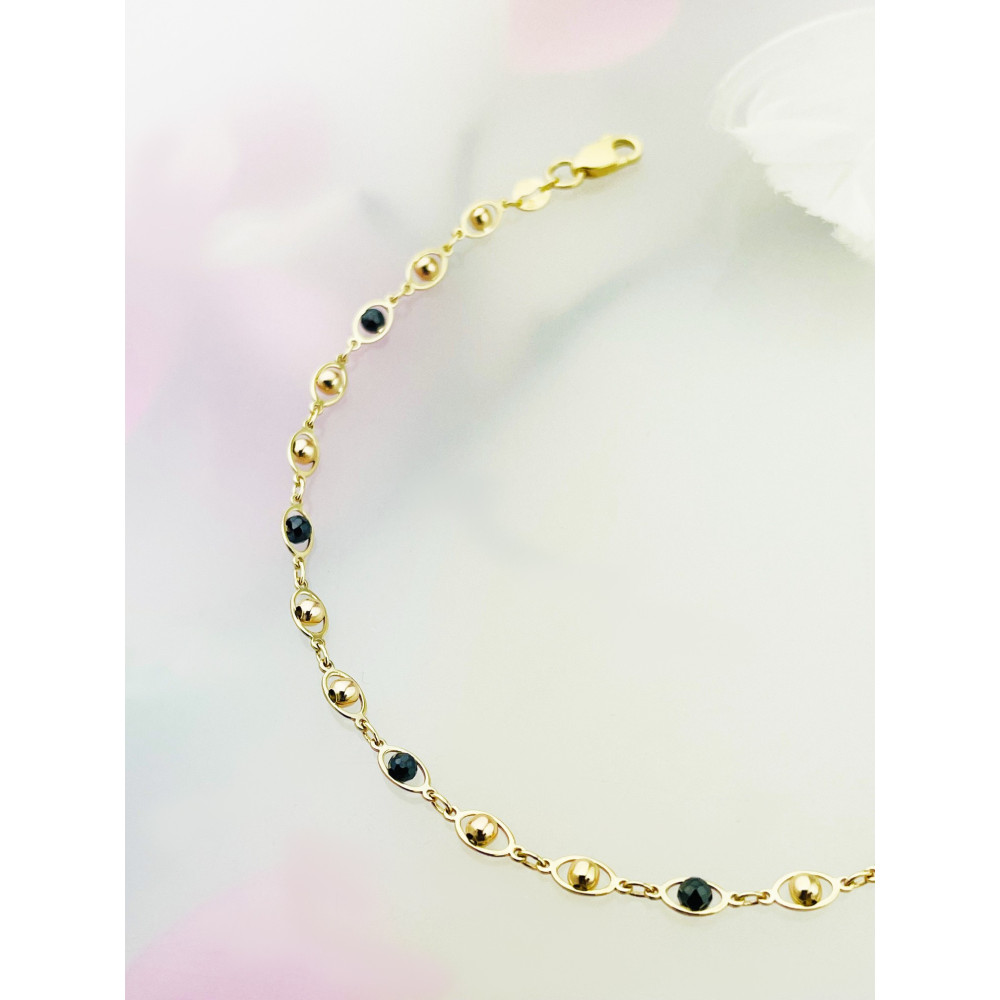 Damen Goldarmband Armband Armkette Gelbgold mit Onyx