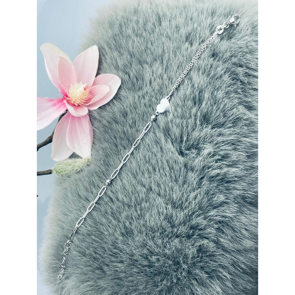 Herz 925 Silber Ankerkette Armband