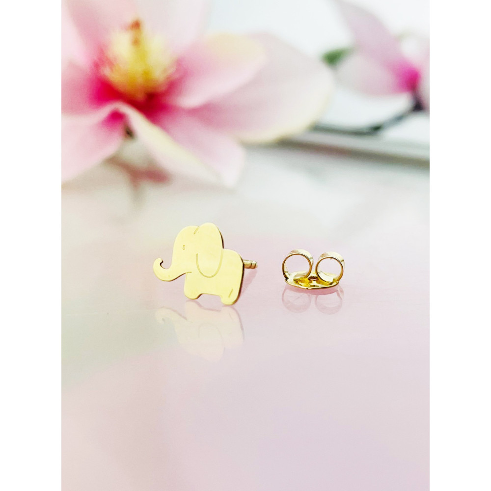 Elefant Gold Ohrringe Ohrhänger Ohrstecker Ohrschmuck Paar Gelbgold 585er 14KT