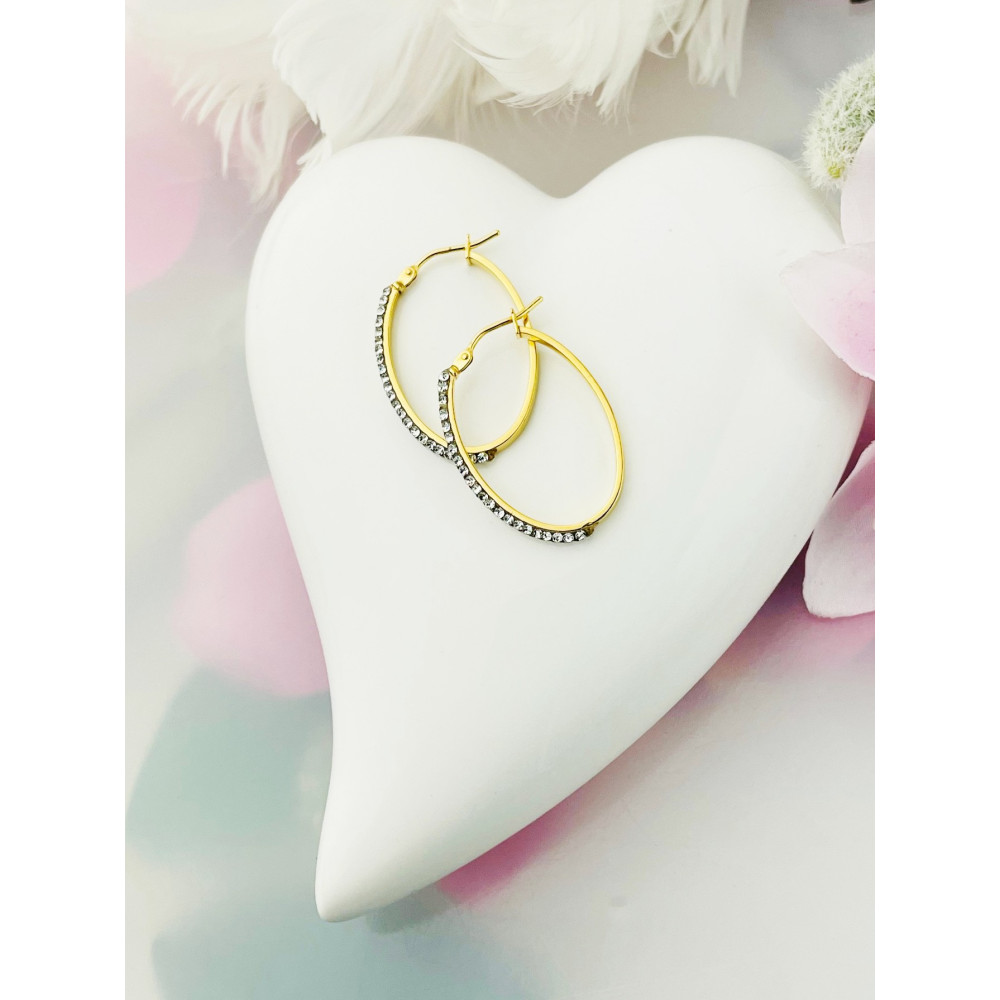 Elegante Gelbgold Kreis mit Zirkonia Creolen Ohrringe 333er 8KT