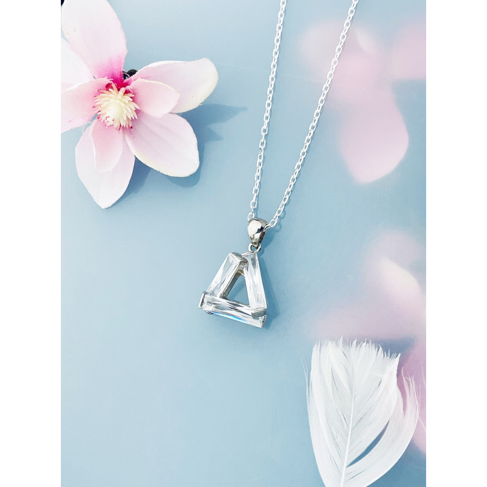 925 Silber Damen Medaillon mit Zirkonia Anhänger Dreieck