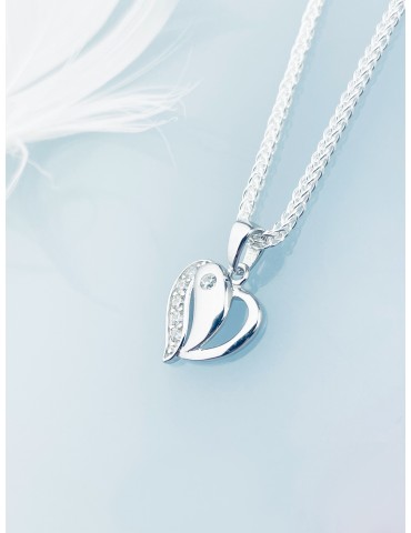 925 Silber Damen Medaillon Anhänger Herz mit Zirkonia