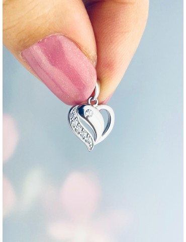 925 Silber Damen Medaillon Anhänger Herz mit Zirkonia