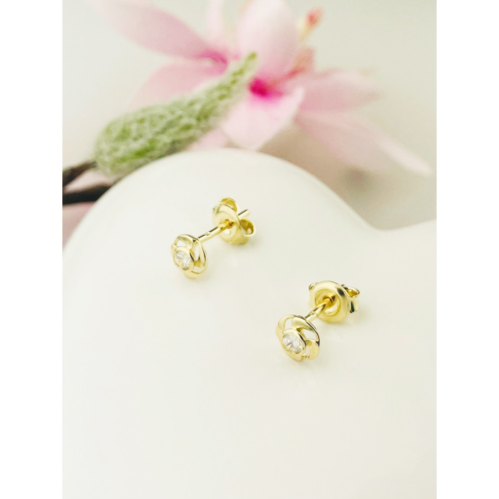 Gold Ohrringe Rad mit Zirkonia Ohrhänger Ohrstecker Ohrschmuck Gelbgold Gold 585er 14KT