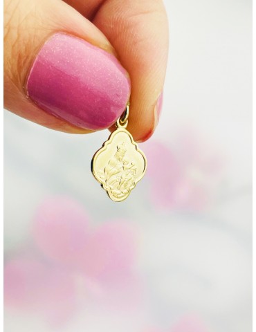 Anhänger Jesus Christus Madonna Maria mit Jesuskind Kettenanhänger Gelbgold  585er 14KT Erstkommunion