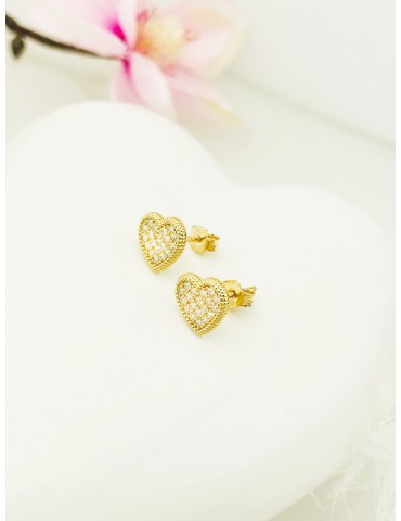 Herz Ohrringe Ohrhänger Ohrstecker Ohrschmuck mit Zirkonia Gelbgold Paar 585er 14KT