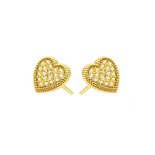 Herz Ohrringe Ohrhänger Ohrstecker Ohrschmuck mit Zirkonia Gelbgold Paar 585er 14KT