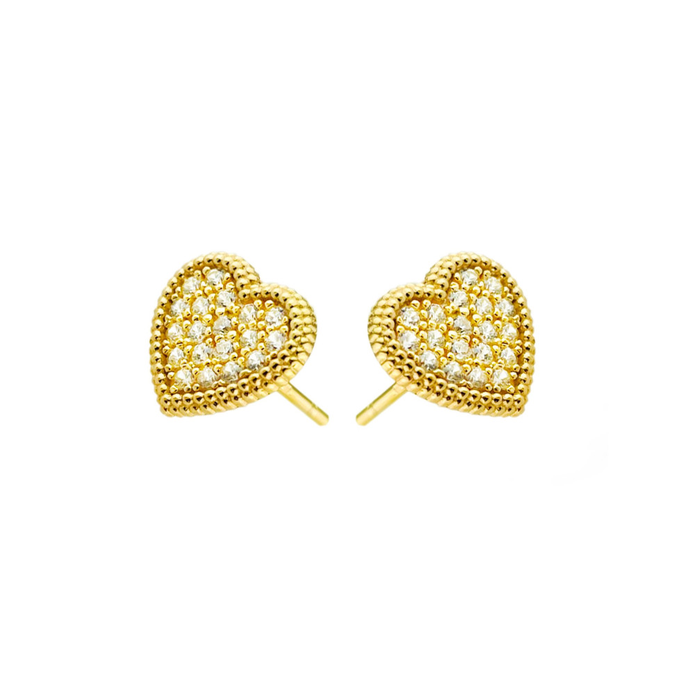 Herz Ohrringe Ohrhänger Ohrstecker Ohrschmuck mit Zirkonia Gelbgold Paar 585er 14KT