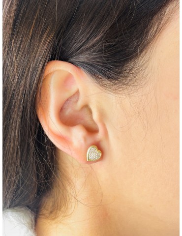 Herz Ohrringe Ohrhänger Ohrstecker Ohrschmuck mit Zirkonia Gelbgold Paar 585er 14KT