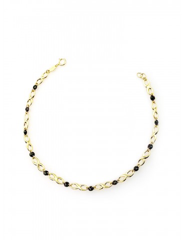 Infinity Damen Goldarmband Armband Armkette Gelbgold mit Onyx