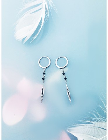Kreis 925 Silber mit Onyx Ohrringe