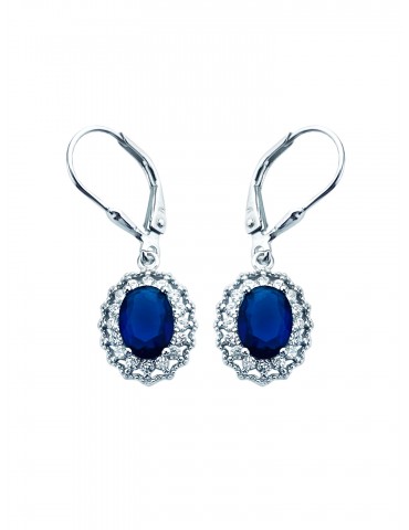 Oval 925 Silber Ohrringe mit Zirkonia