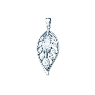 Blatt 925 Silber Anhänger mit Zirkonia