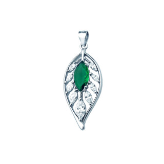 Blatt 925 Silber Anhänger mit Zirkonia