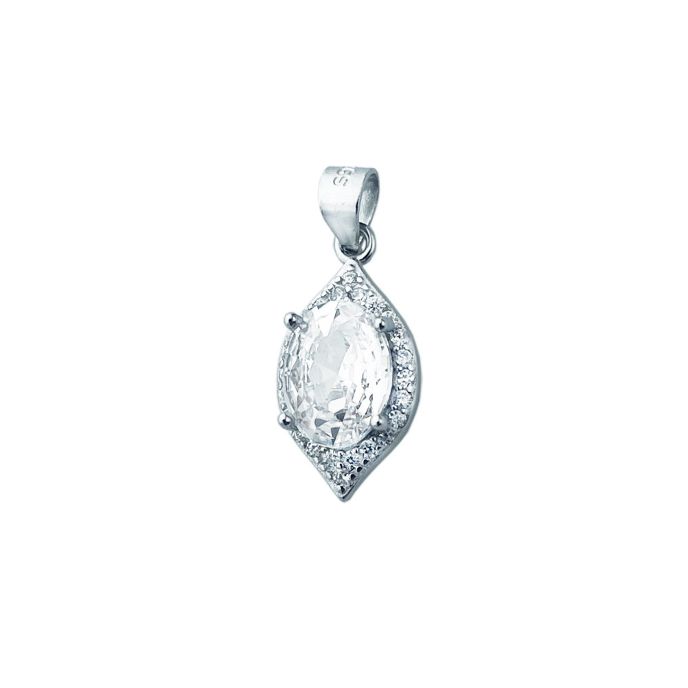 Katzenauge 925 Silber Damen Medaillon Anhänger mit Zirkonia