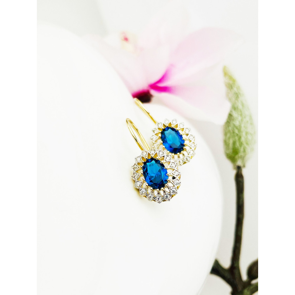 Vintage Ohrringe Ohrhänger mit Zirkonia Ohrstecker Ohrschmuck Paar Gelbgold 585er 14KT