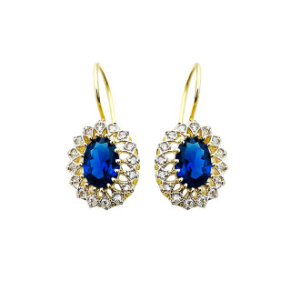 Vintage Ohrringe Ohrhänger mit Zirkonia Ohrstecker Ohrschmuck Paar Gelbgold 585er 14KT