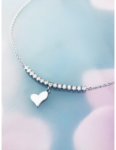 Herz Armband 925 Silber mit Zirkonia Damen