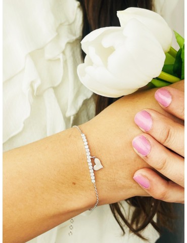 Herz Armband 925 Silber mit Zirkonia Damen