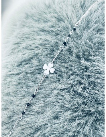 Kleeblatt Armband 925 Silber mit Spinell Damen