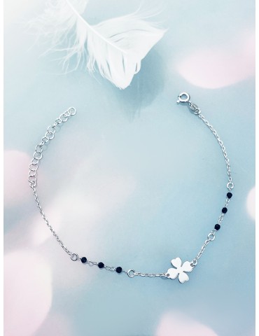 Kleeblatt Armband 925 Silber mit Spinell Damen