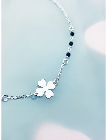 Kleeblatt Armband 925 Silber mit Spinell Damen