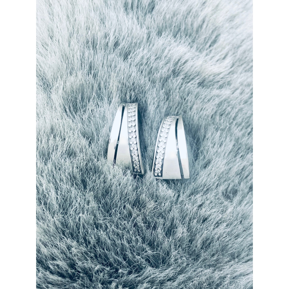 Halbkreis 925 Silber Ohrringe mit Zirkonia Damen