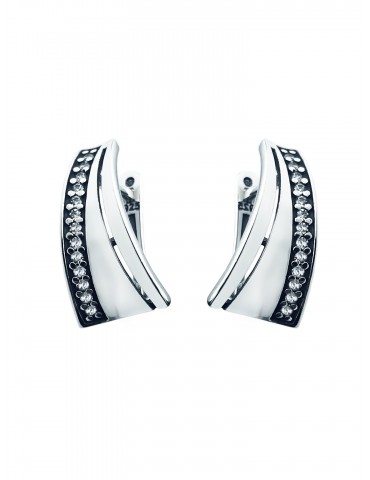Halbkreis 925 Silber Ohrringe mit Zirkonia Damen