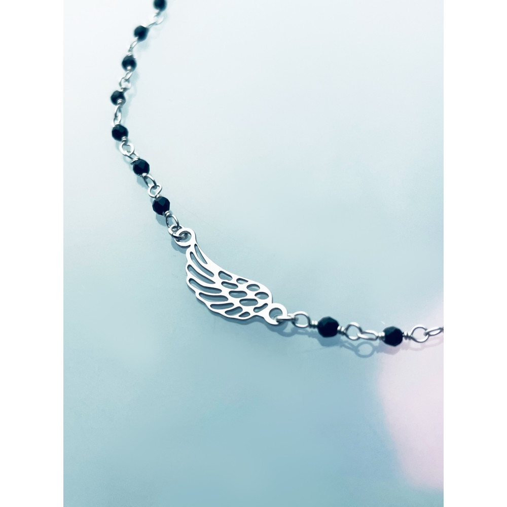 Flügel 925 Silber Halskette mit Spinel Halsband Damen