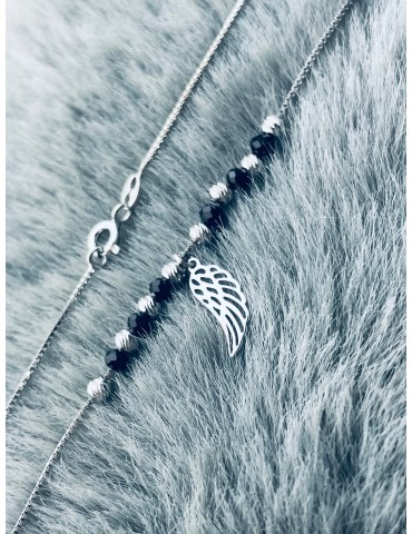 Flügel 925 Silber Halskette mit Spinel Halsband Damen