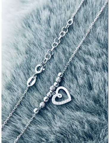 Herz mit Zirkonia 925 Silber Halskette Halsband Damen