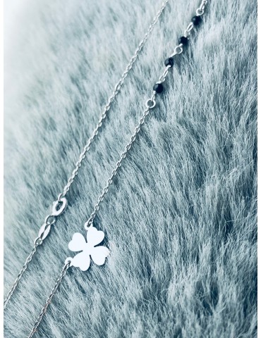 Kleeblatt 925 Silber Halskette mit Spinel Halsband Damen