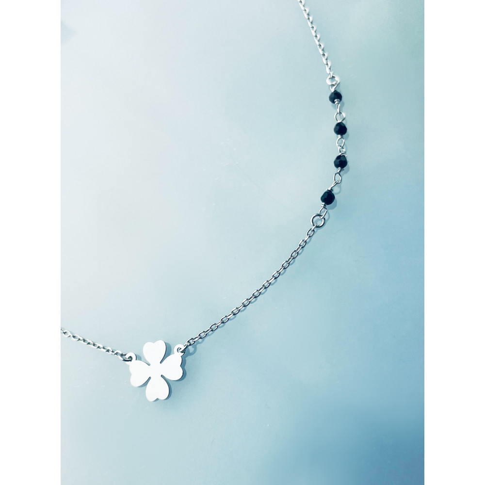 Kleeblatt 925 Silber Halskette mit Spinel Halsband Damen