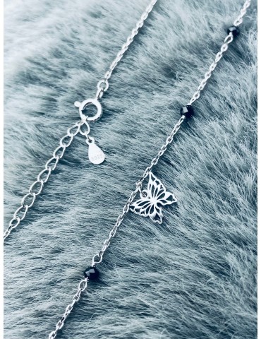 Schmetterling 925 Silber Halskette mit Spinel Halsband Damen