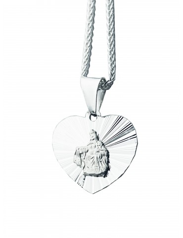 925 Silber Halskette mit Kette und Anhänger Madonna Maria und Jezus