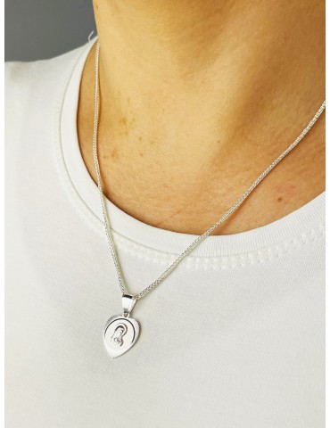 925 Silber Halskette mit Spiga-kette und Anhänger Madonna Maria Erstkommunion Taufe