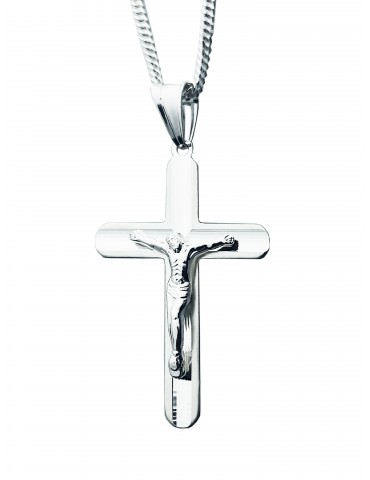 925 Silber Pancerkette Halskette mit Kette und Kreuz mit Jesus
