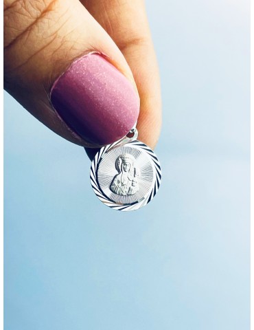 925 Silber Halskette mit Ankerkette und Anhänger Madonna Maria Erstkommunion Taufe