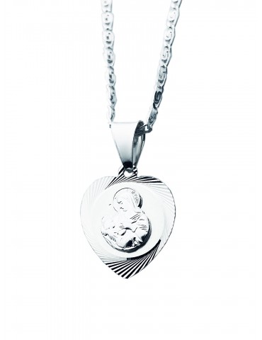 925 Silber Halskette mit Schneckenkette und Anhänger Madonna Maria Erstkommunion Taufe