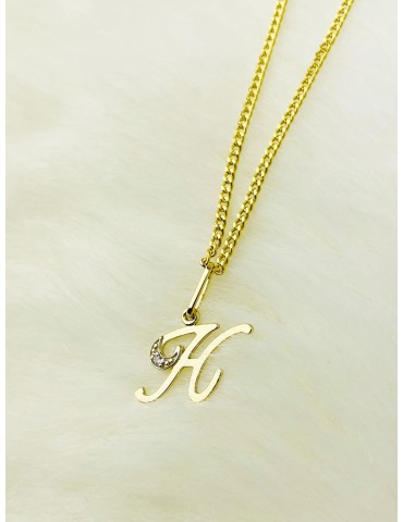 Anhänger Buchstabe H Kettenanhänger Goldanhänger 14KT Gelbgold
